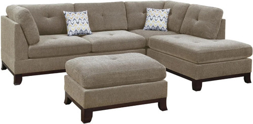 EDIRNE Caramel Chenille 104" Wide Reversible Sectional & Ottoman