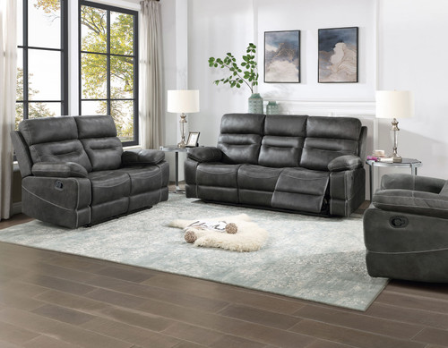 APACHE Dark Gray Reclining Sofa & Glider Loveseat