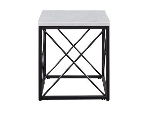 Skyler - Square End Table With Marble Top - White