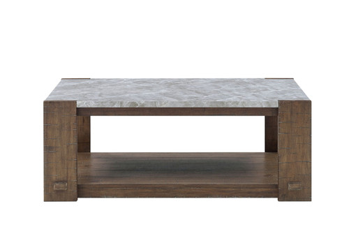 Libby - Sintered Stone Coffee Table With Casters - Brown