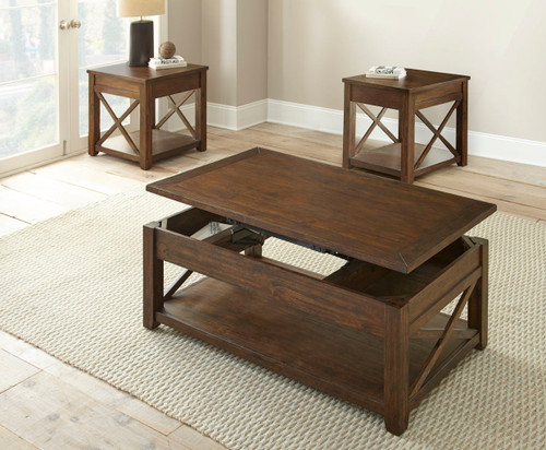 Lenka - 3 Piece Table Set - Brown