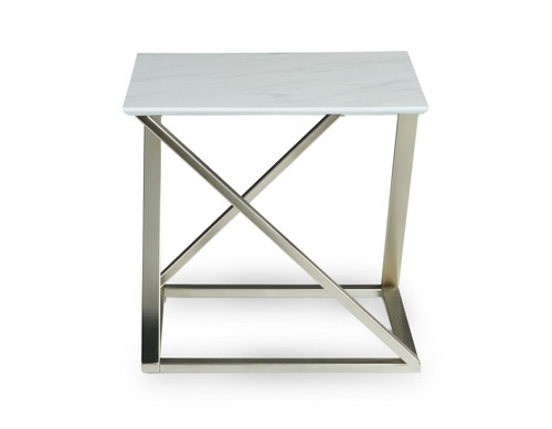 Zurich - End Table With Faux White Marble Top - White