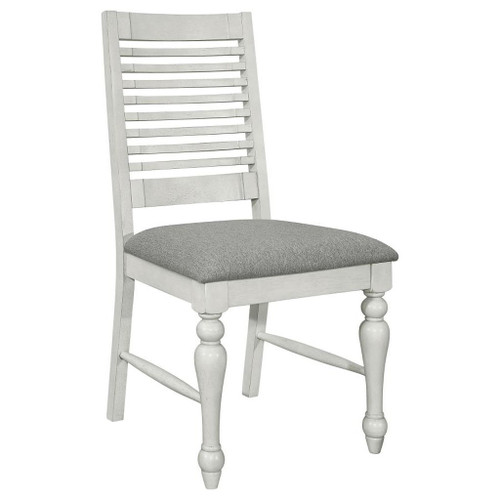 Aventine - Ladder Back Dining Side Chair With Upholstered Seat Vintage (Set of 2) - Chalk And Grey