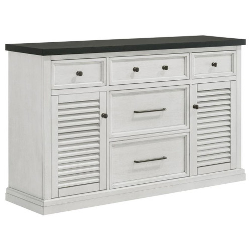 Aventine - 5-drawer Dining Sideboard Buffet Cabinet With Cabinet - Charcoal And Vintage Chalk