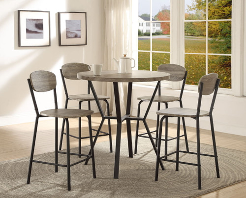 Blake - 5 Piece Round Counter Height Dinette - Brown