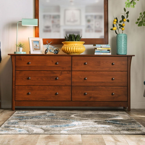 Keizer - 6 Drawer Dresser - Dark Cherry