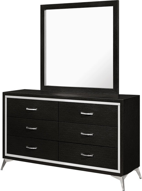 ELEINA Black 58" Wide Dresser & Mirror