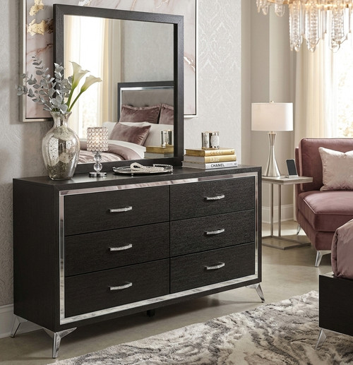 ELEINA Black 58" Wide x 74" Height Dresser & Mirror