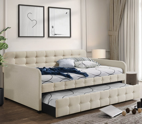 PURCELL Beige Linen Daybed with Trundle