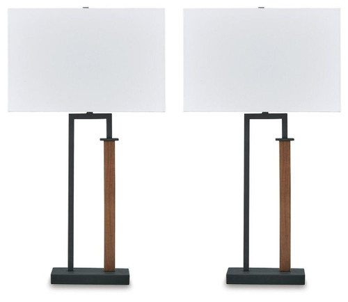 Voslen - Metal Table Lamp (Set of 2) - Black / Brown