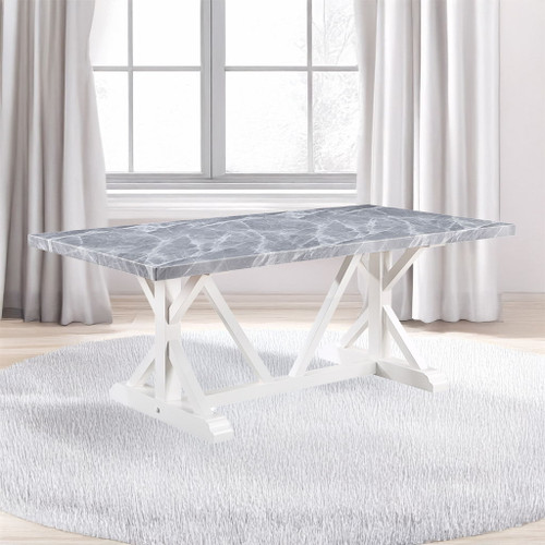 Hollyn - Dining Table With Engineered Stone Top - Engineered Stone & White