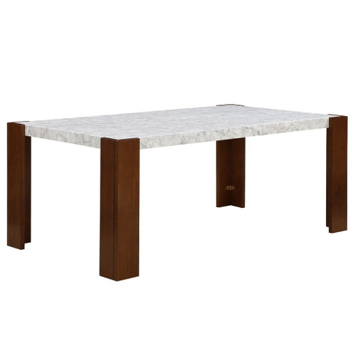Hettie - Dining Table With Engineeed Stone Top - Engineered Stone Top & Brown