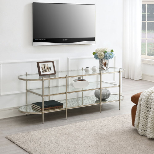 Zaba - TV Stand - Glass Top & Champagne