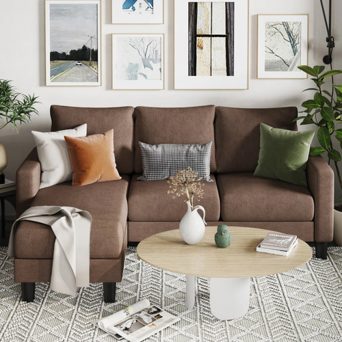 KALIMA Brown 71" Wide Reversible Sofa Chaise