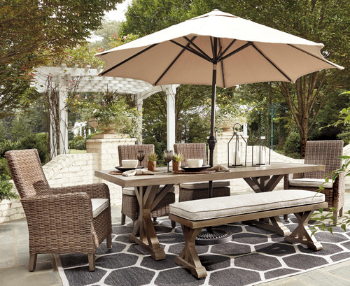 ROSGROVE 6 Piece Outdoor Dining Set with Bench