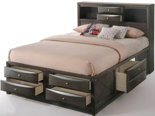 MELROAD Gray Storage Platform Bed