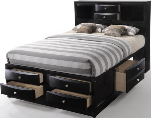 MELROAD Black Storage Platform Bed