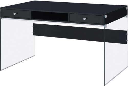 AITZA Black 47'' Wide Glossy White Writing Desk