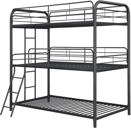 REIKO Dark Gray Metal Triple Full Bunkbed