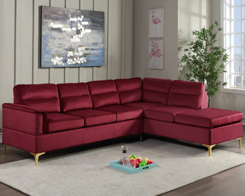 CAPRICE Red Velvet 100" Wide Sectional