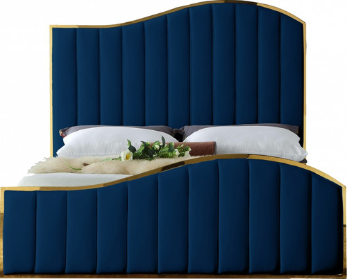 ATHENA Blue & Gold Velvet Bed