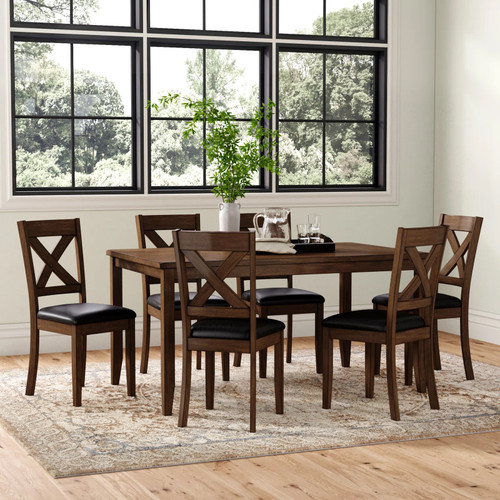DAMIAN Brown 7 Piece Dining Set
