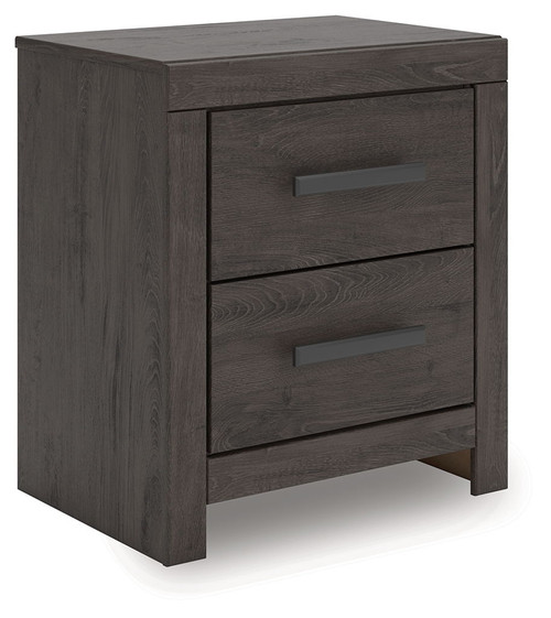 Prendonea - Two Drawer Night Stand - Charcoal