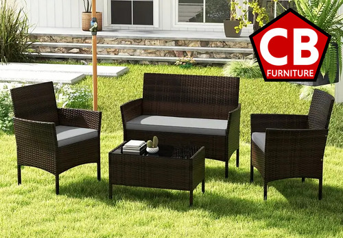 KESTEN Brown & Gray 4 Piece Sofa Patio Set