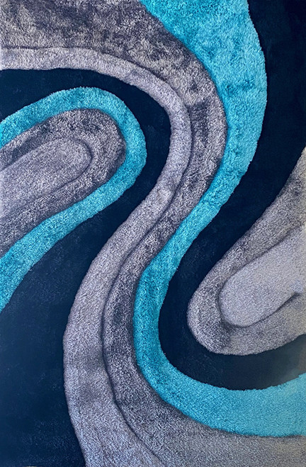 GURKAN Blue Multi 8' x 10' Shaggy 3D Area Rug