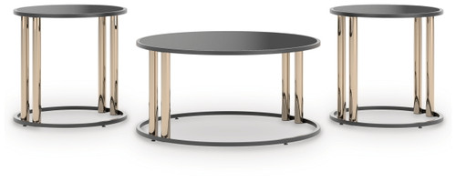 Hannerly - Occasional Table Set (Set of 3) - Black / Gold Finish