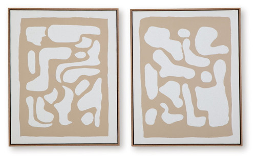 Waldett - Wall Art Set (Set of 2) - Beige / White