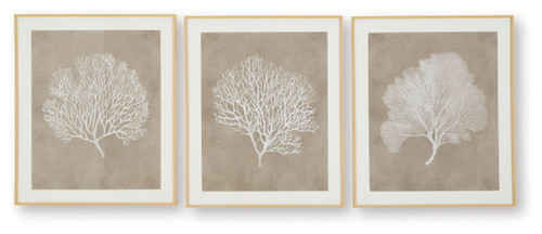 Hendridge - Wall Art Set (Set of 3) - Taupe / White