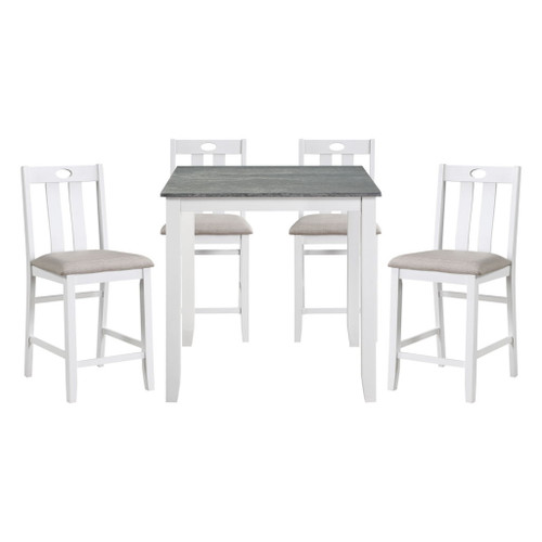 Lowell - 5 Piece Counter Height Set - White / Gray