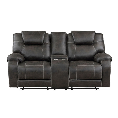 Gainesville - Double Reclining Loveseat With Center Console - Chocolate