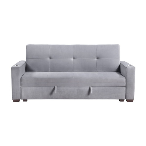 Grady - Convertible Sofa With Hidden Storage, Cup Holders And Charging Ports - Gray