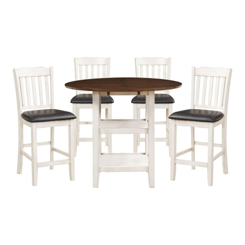 Kiwi - 5 Piece Dining Room Set (Table & 4 Side Chairs) - White / Dark Brown