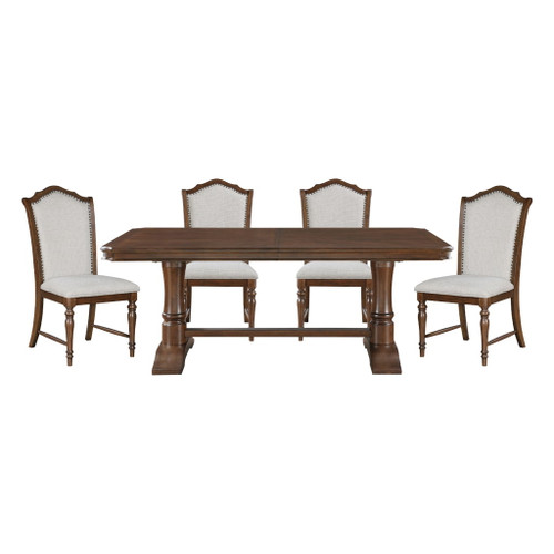 Rexford - 5 Piece Dining Room Set (Table & 4 Side Chairs) - Cherry / Gray
