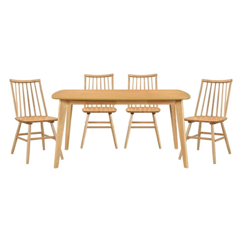 Pratter - 5 Piece Dining Room Set (Table & 4 Side Chairs) - Natural / Oak