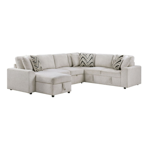 Myrtle - 3 Piece Sectional With Pull-Out Bed And Hidden Storage - Beige