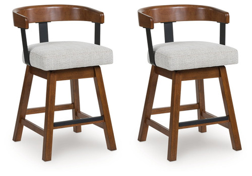 Ralene - Upholstered Swivel Barstool (Set of 2) - Medium Brown