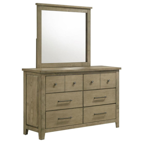 Hazlewood - 6-Drawer Bedroom Dresser With Mirror - Vineyard Oak
