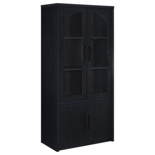 Riva - 4-Door Tall Accent Display Cabinet LED Lighting - Black