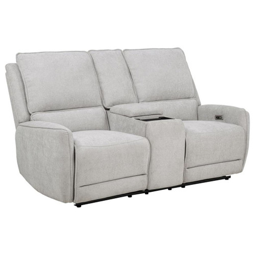 Sylmar - Chenille Upholstered Power Reclining Loveseat - Dove Gray
