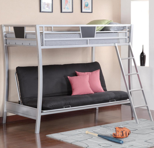 Flare Silver Metal Twin over Full Futon Bunk Bed