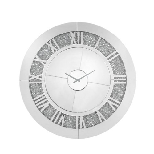 Noralie - 39" Wall Clock - Mirrored & Faux Diamonds