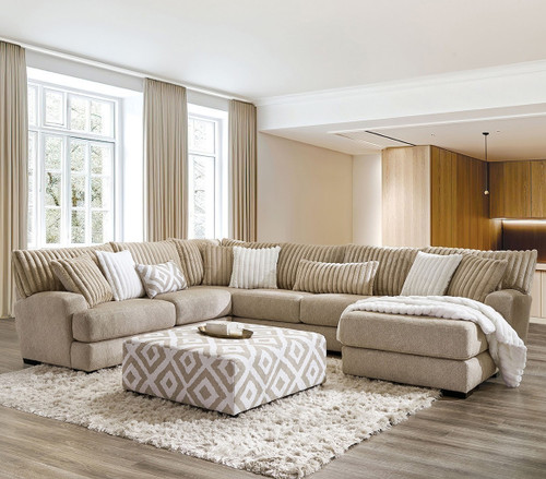 PERSEFONE Light Brown Chenille 139" Wide x 112" Depth Modular Sectional