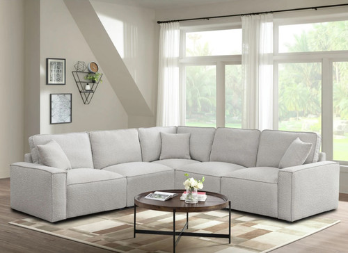 GOLIAD Cotton-Tone Boucle 111" x 111" Modular Sectional with 2 Power Recliners