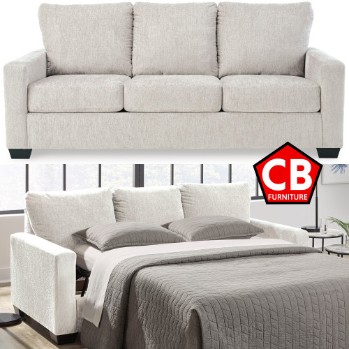 ELOWEN Beige 85" Wide Queen Size Sofa Sleeper