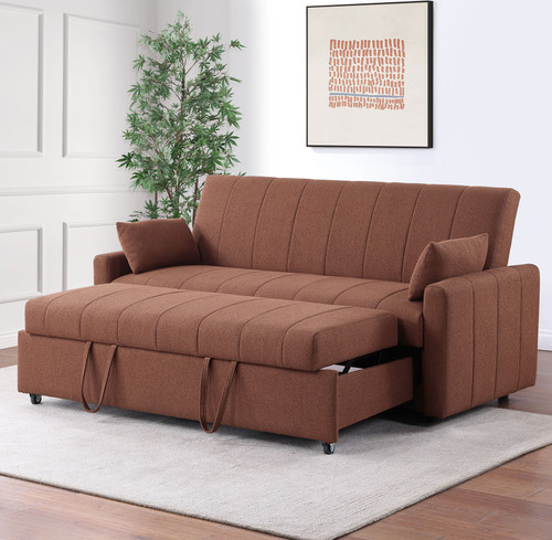 YALTA Copper Boucle Fabric 60" Wide Pull-Out Sofa Sleeper