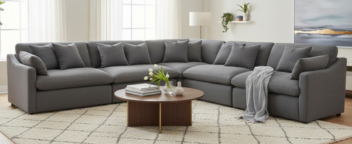 LAXMERE Dark Gray Performance Fabric 120" x 120" True Modular Sectional